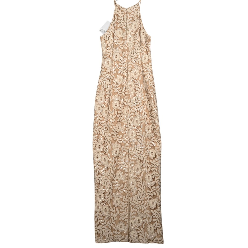 Belle Badgley Mischka NEW Women 2 Camilla Illusion Lace‎ Dress Maxi Sequin - Picture 4 of 9